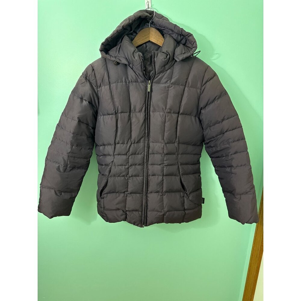 Calvin Klein Womens Puffer Jacket PM Gray Full Zip Hooded Quilted Design With Po